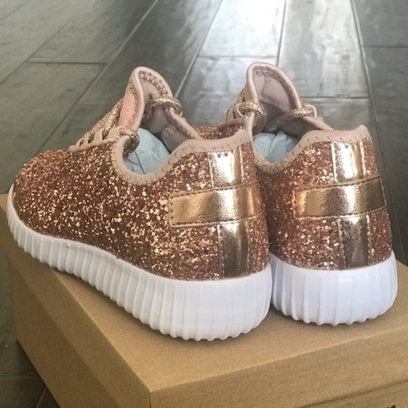 Rose Gold Blush Sparkle Glitter Athletic Sneaker - Picture 8 of 8